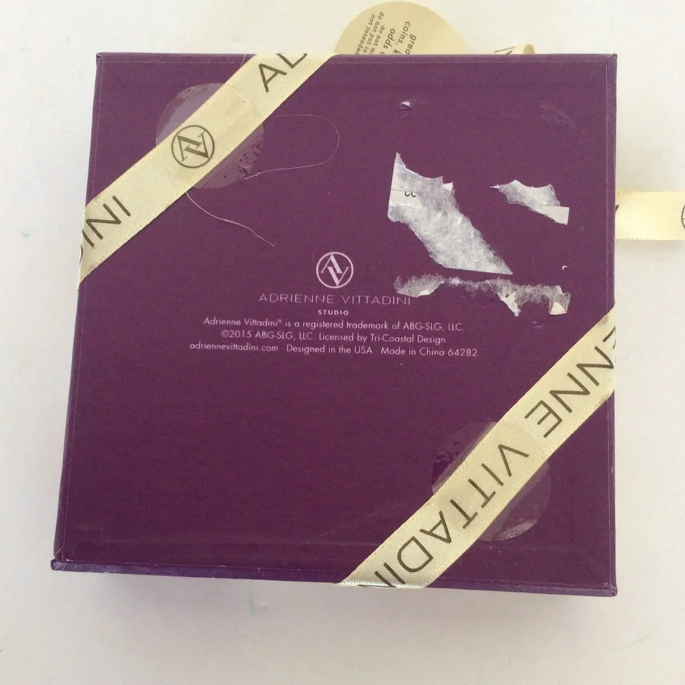 ADRIENNE VITTADINI PURPLE CERAMIC TRINKET TRAY NWT